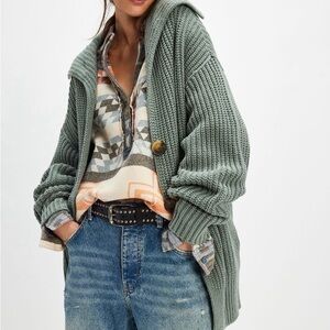 Free people Swim too Depp Cardigan in Winter Spruce NWT